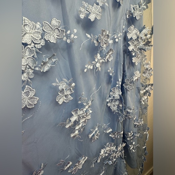 Lulus Rare Presence Powder Blue 3D Floral Embroidered Prom, Bridesmaids Dress - Picture 9 of 9